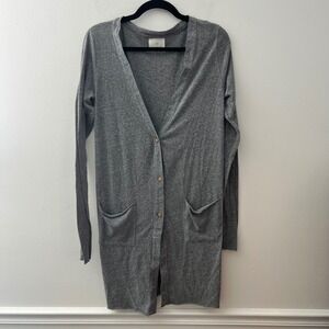 T.la Women's Gray‎ Long Sleeve Button Front Cardigan with Pockets - Size S